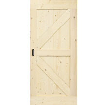 Holztür mit Z-förmigem Design und schwarzem Griff