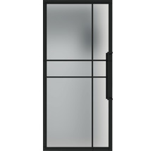 Porte en verre avec cadre métallique et poignée