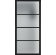 Porte coulissante avec trois traverses et verre dépoli