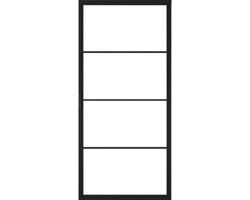Porte en verre avec cadre et trois traverses horizontales
