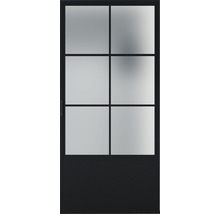 Porte intérieure avec six panneaux de verre et un vantail fermé