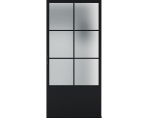 Porte intérieure avec six panneaux de verre et un vantail fermé