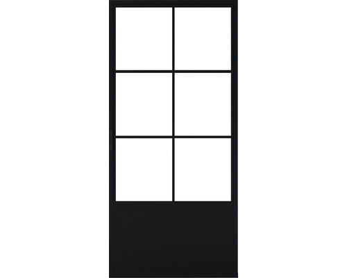 Porte intérieure noire avec six panneaux de verre