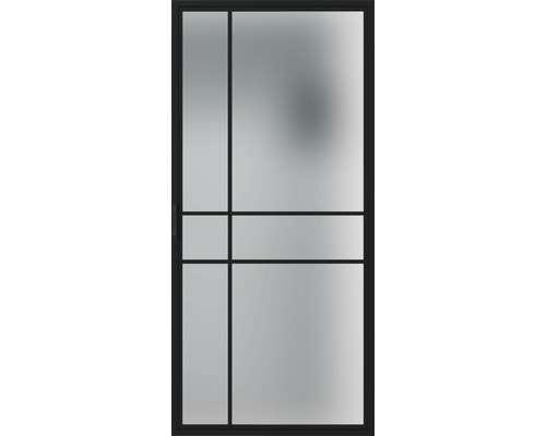 Porte coulissante avec verre dépoli et cadre noir