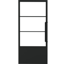 Porte intérieure noire avec vitrages et poignée