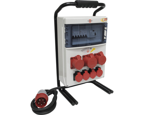 Distributeur de chantier en plastique CEE T25 H07RN-F5G4.0 FI+LS 2 m IP 55 Boîtier de distribution électrique de chantier avec plusieurs prises et interrupteurs