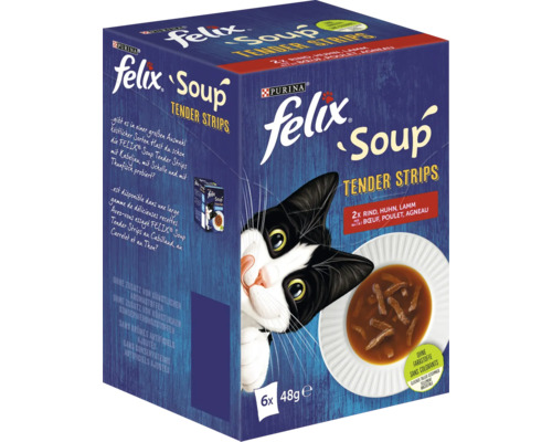 Boisson pour chats Felix Soup avec viande 6x48 g