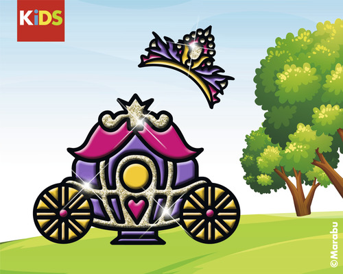 Illustration d''une calèche et d''une couronne dans le design Marabu Kids
