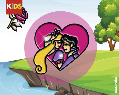 Marabu Kids Window Color motif de conte de fées avec prince et princesse en forme de coeur