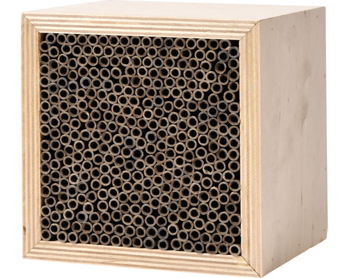 Hôtel à insectes dobar nichoir pour abeilles sauvages cube en bois de pin env. 14 x 13 x 14 cm