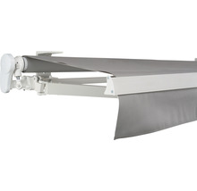Store banne gris à bras articulés avec structure blanche