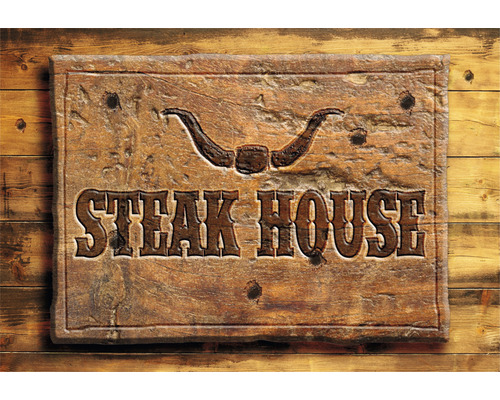 BBQ Bodenschutzmatte Steak House Holz 75x120 cm