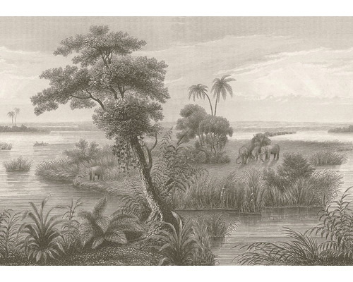 Papier peint panoramique intissé 556155 Lirico jungle marron 8 pces 424 x 300 cm