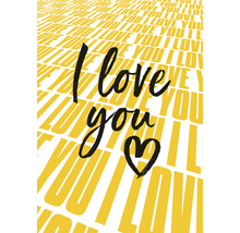 Illustration mit dem Text ''Ich liebe dich'' und einem Herzsymbol