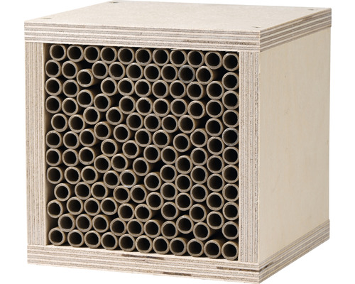 Hôtel à insectes dobar nichoir pour abeilles sauvages cube en bois rempli pin env. 14 x 13 x 14 cm
