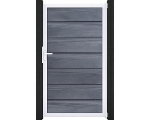 Portillon simple GroJa Flex Grande Premium tirant universel prémonté sans poteaux cadre aluminium 100 x 180 cm gris pierre