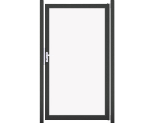 Portillon simple GroJa Belfort sans poteaux cadre anthracite 100 x 180 cm verre transparent