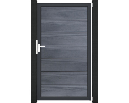 Portillon simple GroJa Flex Grande tirant universel prémonté sans poteaux cadre anthracite 100 x 180 cm gris pierre