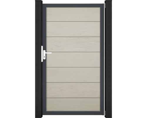 Portillon simple GroJa Flex Grande tirant universel prémonté sans poteaux cadre anthracite 100 x 180 cm sable