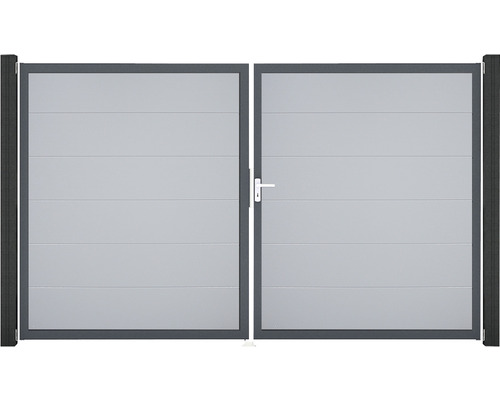 Portail double GroJa BasicLine droite cadre anthracite 300 x 180 cm gris argent