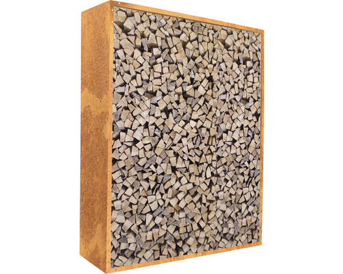 Kaminholzunterstand Palatino Corten mit Rückwand 100 x 40 x 120 cm braun