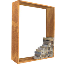 Kaminholzunterstand Palatino Corten mit Rückwand 100 x 40 x 120 cm braun