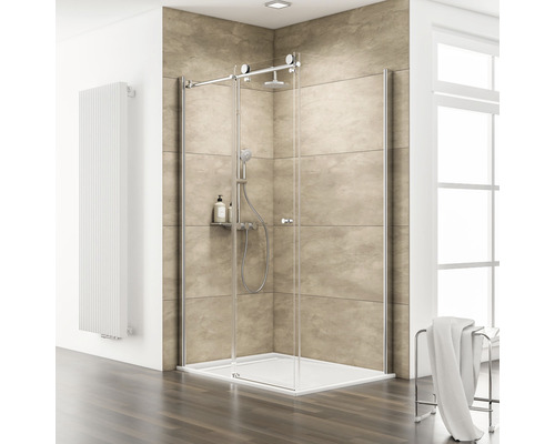 Duschtür mit Seitenwand Schulte ExpresPlus Masterclass 120x90 cm Klarglas, Profilfarbe chrom