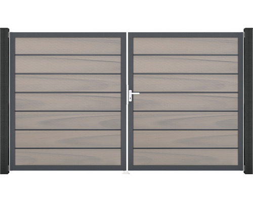 Portillon double GroJa Flex Grande Premium à droite prémonté sans poteaux cadre anthracite 300 x 180 cm bicolore co-extrudé