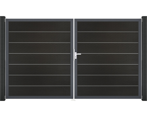 Portail double GroJa Flex Grande Premium droite cadre anthracite 300 x 180 cm noir