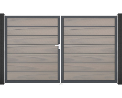 Portillon double GroJa Flex Grande Premium à gauche prémonté sans poteaux cadre anthracite 300 x 180 cm bicolore co-extrudé