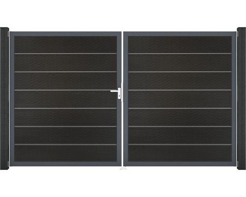 Portail double GroJa Flex Grande Premium gauche cadre anthracite 300 x 180 cm noir