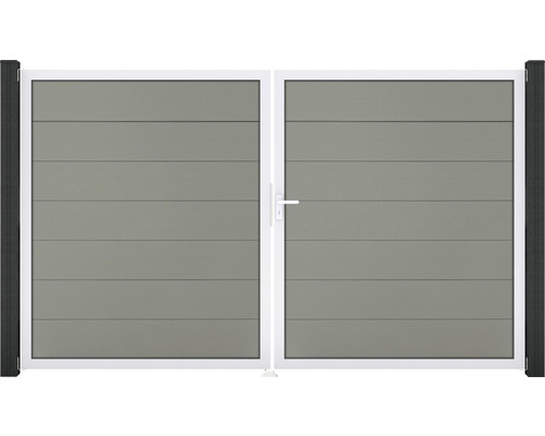 Portillon double GroJa Flex Grande à droite prémonté sans poteaux cadre aluminium 300 x 180 cm gris