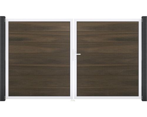 Doppeltor GroJa Flex Grande rechts Rahmen Aluminium 300 x 180 cm Walnuss