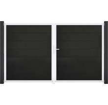 Doppeltor mit Griff und horizontaler Paneelstruktur