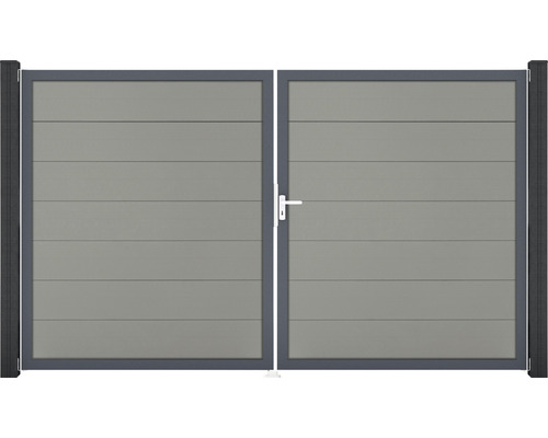 Portillon double GroJa Flex Grande à droite prémonté sans poteaux cadre anthracite 300 x 180 cm gris