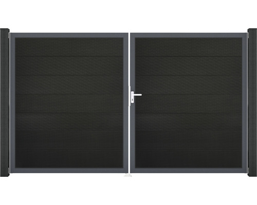 Portail double GroJa Flex Grande droite cadre anthracite 300 x 180 cm noir