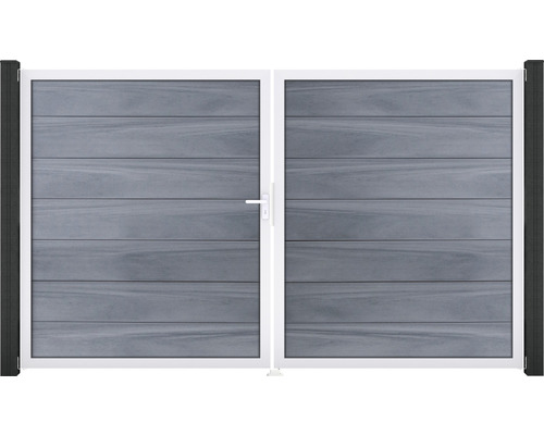 Portail double GroJa Flex Grande gauche cadre aluminium 300 x 180 cm gris pierre