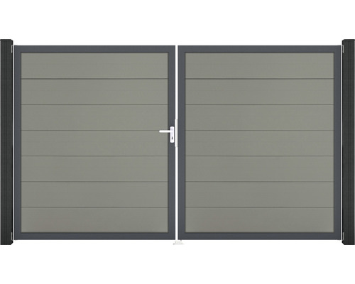 Portail double GroJa Flex Grande gauche cadre anthracite 300 x 180 cm gris