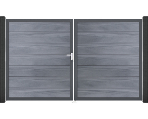 Portail double GroJa Flex Grande gauche cadre anthracite 300 x 180 cm gris pierre