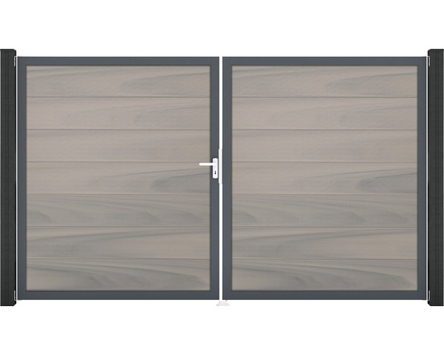 Portail double GroJa Flex Grande gauche cadre anthracite 300 x 180 cm bi-colore co-extrudé