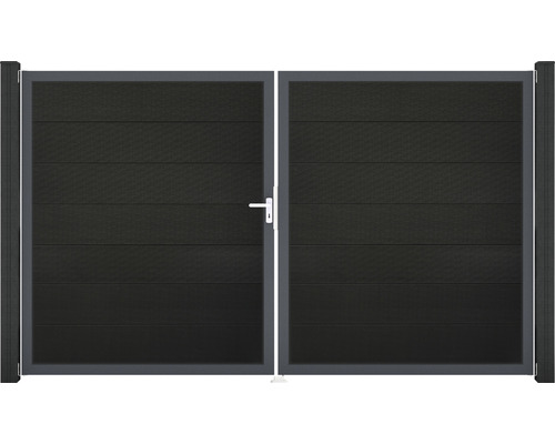 Portail double GroJa Flex Grande gauche cadre anthracite 300 x 180 cm noir