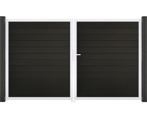 Portail double GroJa Flex droite cadre aluminium 300 x 180 cm noir