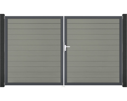 Portillon double GroJa Flex à droite prémonté sans poteaux cadre anthracite 300 x 180 cm gris