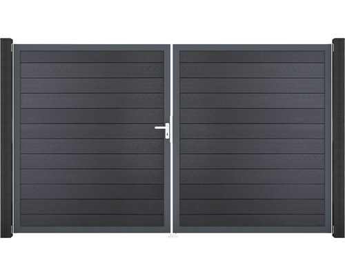 Portillon double GroJa Flex à gauche prémonté sans poteaux cadre anthracite 300 x 180 cm anthracite