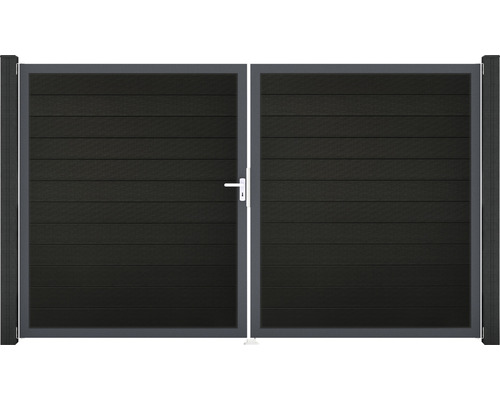 Portail double GroJa Flex gauche cadre anthracite 300 x 180 cm noir