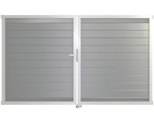 Portail double GroJa Lumino gauche cadre aluminium 300 x 180 cm gris argent