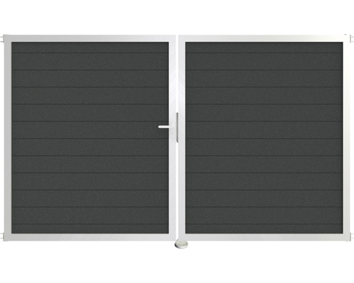 Portail double GroJa Lumino gauche cadre aluminium 300 x 180 cm anthracite
