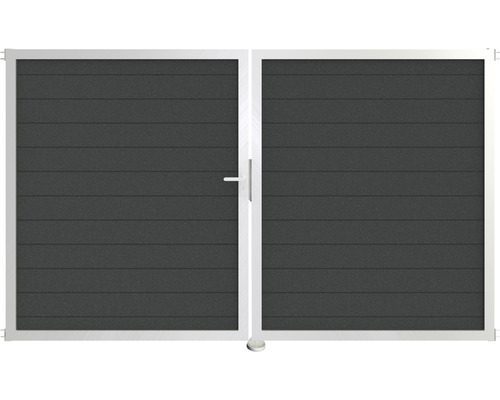 Portillon double GroJa Lumino à gauche prémonté sans poteaux cadre aluminium 300 x 180 cm anthracite