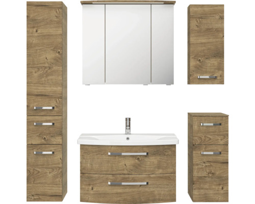 Ensemble de meubles de salle de bains avec lavabo, armoire de toilette et armoire haute