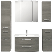 Ensemble de salle de bains avec meuble sous-lavabo, armoire de toilette et armoires hautes